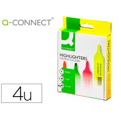 Rotulador q-connect fluorescente surtido caja de 4 unidades colores surtidos