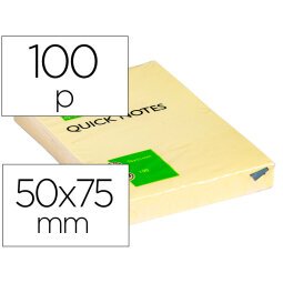 Bloc de notas adhesivas quita y pon q-connect 51x76 mm con 100 hojas