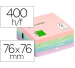 Bloc de notas adhesivas quita y pon q-connect 76x76 mm pastel con 400 hojas