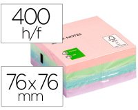 Bloc de notas adhesivas quita y pon q-connect 76x76 mm pastel con 400 hojas