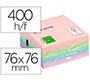 Bloc de notas adhesivas quita y pon q-connect 76x76 mm pastel con 400 hojas