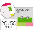 Banderitas separadoras q-connect 20x50 mm fluorescente pack de 4 con 50 hojas