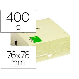 Bloc de notas adhesivas quita y pon q-connect 76x76 mm fsc amarillo con 400 hojas