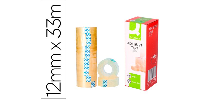 Cinta adhesiva q-connect transparente 33 m x 12 mm