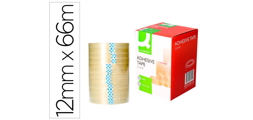Cinta adhesiva q-connect transparente 66 m x 12 mm