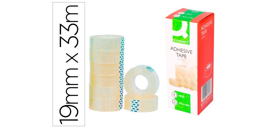 Cinta adhesiva q-connect transparente 33 mt x 19 mm
