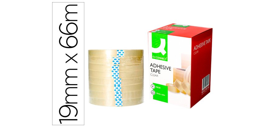 Cinta adhesiva q-connect transparente 66 m x 19 mm