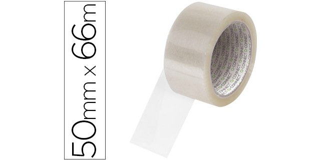 Cinta adhesiva polipropileno 45 micras transparente q-connect 66 m x 50 mm