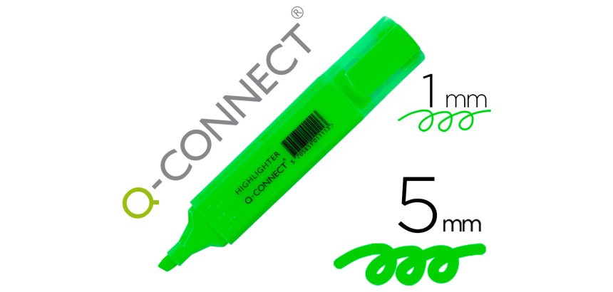 Rotulador q-connect fluorescente verde punta biselada