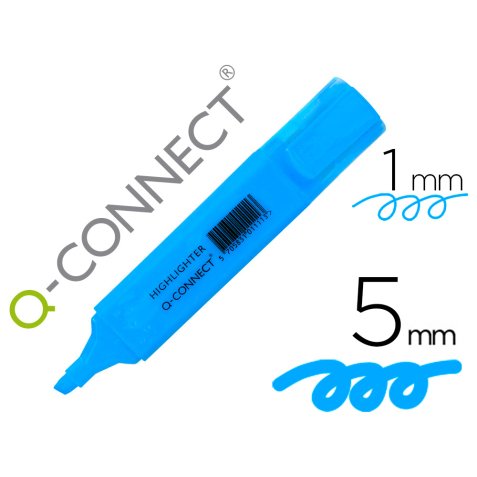 Rotulador q-connect fluorescente azul punta biselada