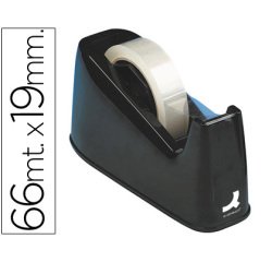 Portarrollo sobremesa q-connect plastico para cintas de 33 y 66 mt color negro