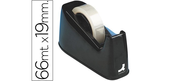 Portarrollo sobremesa q-connect plastico para cintas de 33 y 66 m color negro