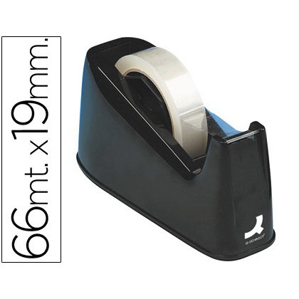 Portarrollo sobremesa q-connect plastico para cintas de 33 y 66 m color negro