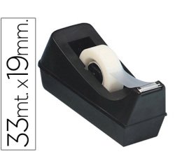 Portarrollo sobremesa q-connect plastico para cinta de 33 mt color negro