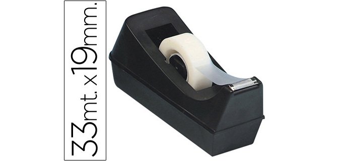 Portarrollo sobremesa q-connect plastico para cinta de 33 mt color negro