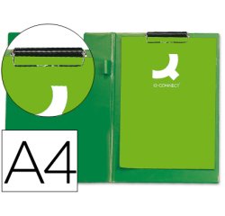 Carpeta portabloc q-connect miniclips plástico A4 verde
