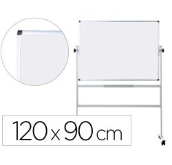 Pizarra blanca q-connect doble cara melamina marco de aluminio 120x90 cm giratoria