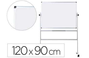 Pizarra blanca q-connect doble cara melamina marco de aluminio 120x90 cm giratoria
