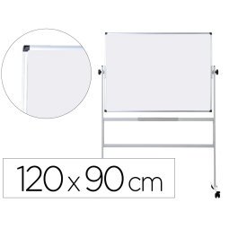 Pizarra blanca q-connect doble cara melamina marco de aluminio 120x90 cm giratoria