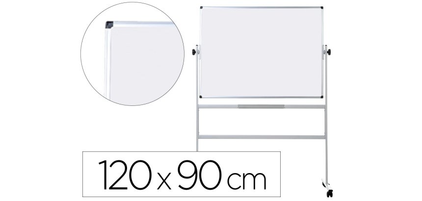 Pizarra blanca q-connect doble cara melamina marco de aluminio 120x90 cm giratoria