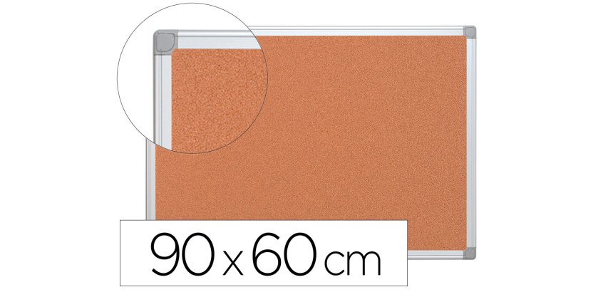 Pizarra corcho q-connect marco de aluminio 90x60 cm