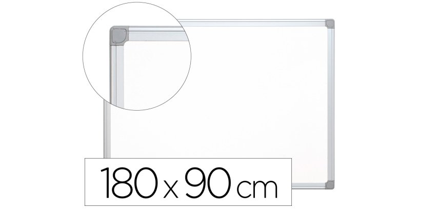 Pizarra blanca q-connect melamina marco de aluminio 180x90 cm