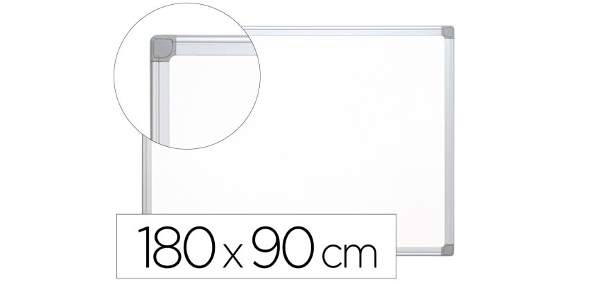 Pizarra blanca q-connect melamina marco de aluminio 180x90 cm