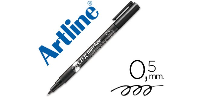 Rotulador artline para cd punta de fibra permanente ek-883 negro -punta redonda 0.5 mm