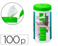 Toallitas q-connect limpiadora de pantallas y teclados bote de 100 unidades