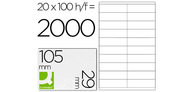 Etiqueta adhesiva q-connect kf26093 tamaño 105x29 mm fotocopiadora laser ink-jet caja 100 h din a4 esp.hacienda