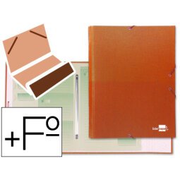 Carpeta clasificadora liderpapel 12 departamentos folio prolongado carton forrado naranja