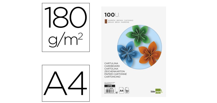 Catulinas de colores A4 180 g Liderpapel - Paquete de 100 hojas
