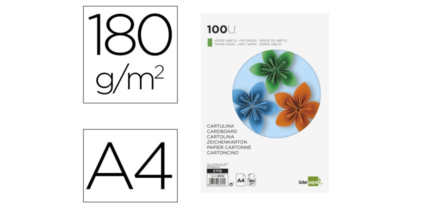 Catulinas de colores A4 180 g Liderpapel - Paquete de 100 hojas