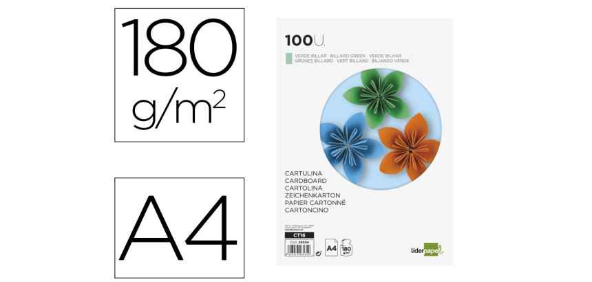 Catulinas de colores A4 180 g Liderpapel - Paquete de 100 hojas