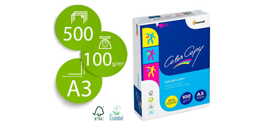 Papel fotocopiadora color copy din a3 100 gramos paquete de 500 hojas