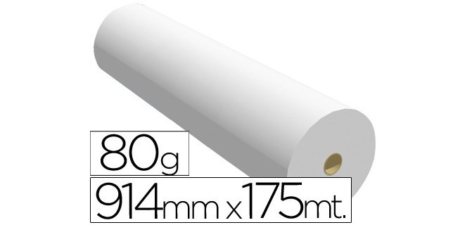 Papel reprografia para plotter 914 mm x 175 m 80 g