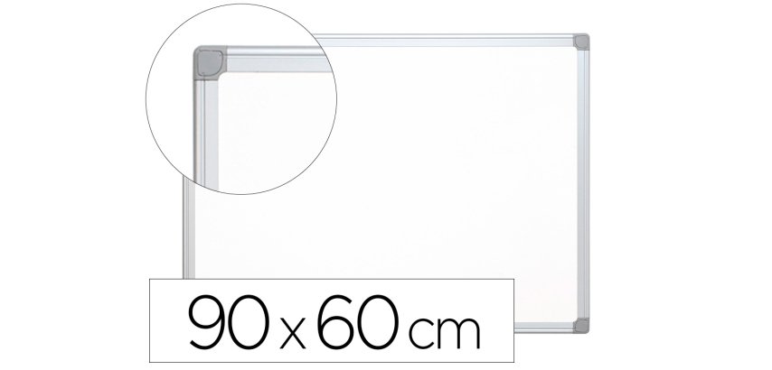 Pizarra blanca q-connect lacada magnetica marco de aluminio 90x60 cm