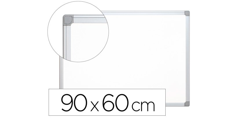 Pizarra blanca q-connect lacada magnetica marco de aluminio 90x60 cm