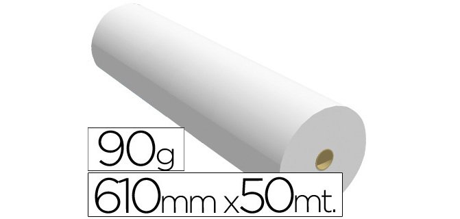 Papel reprografía para plotter 610 mm x 50 m 90 g impresión ink-jet