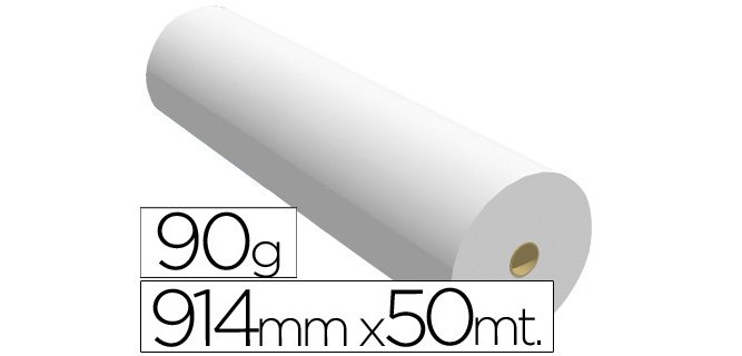 Papel reprografía para plotter 914 mm x 50 m 90 g impresión ink-jet