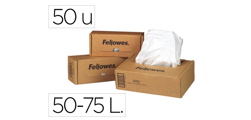 Bolsa de residuos fellowes para destructora de documentoscaja con 50 und. para ps220 220c/320/320cc