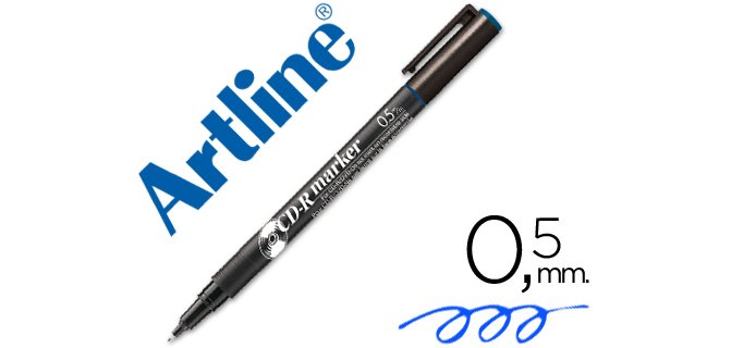Rotulador artline para cd punta de fibra permanente ek-883 azul -punta redonda 0.5 mm