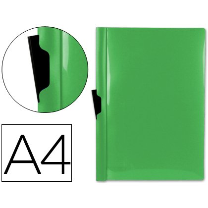Carpeta liderpapel dossier A4 60 hojas pinza lateral de plástico deslizante polipropileno verde
