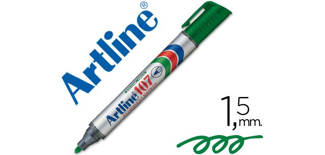 Rotulador artline marcador permanente 107 verde punta redonda