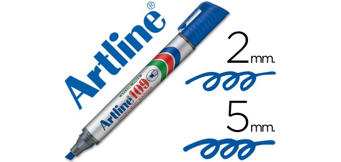 Rotulador artline marcador permanente 109 azul punta biselada