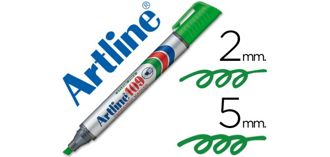 Rotulador artline marcador permanente 109 verde punta biselada