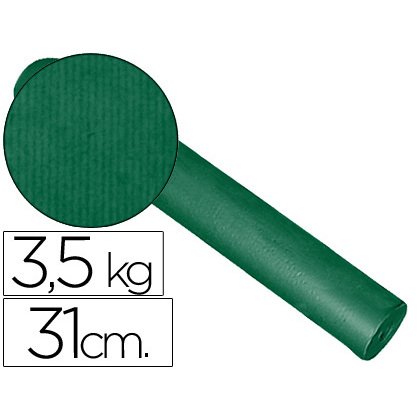 Papel de regalo kraft liso kfc bobina ancho 31 cm peso 3,5 kg gramaje 60 gr color verde