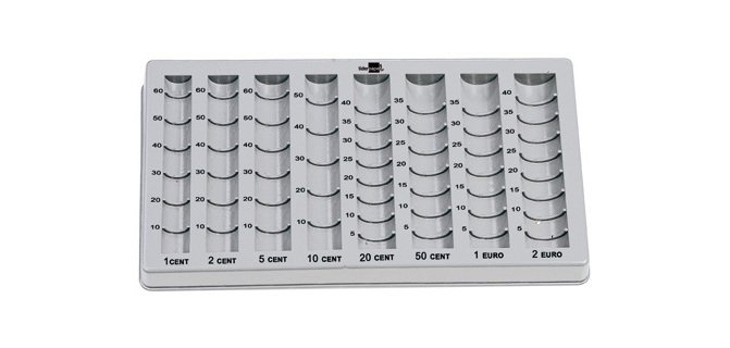 Bandeja portamonedas liderpapel plastico color gris 275x155x24/35 mm