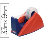 Portarrollo sobremesa tesa con cuchilla de corte recto para cintas de 33 m color azul/rojo