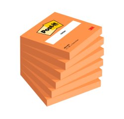 Bloc de notas adhesivas quita y pon post-it 76x76 mm naranja neon con 100 hojas